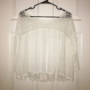 White lace-detail blouse